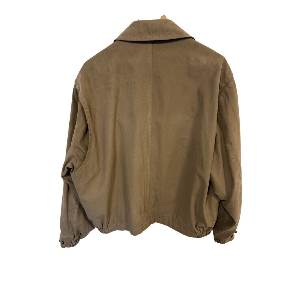 Newport Harbor Tailored Bomber Jacket Faux Suede Size L Tan/Beige/Khaki, Lined - Picture 2 of 15